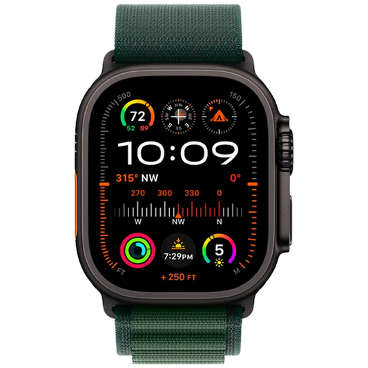 Apple Watch Ultra 2 Noir (Bracelet En Nylon Vert Foncé M)