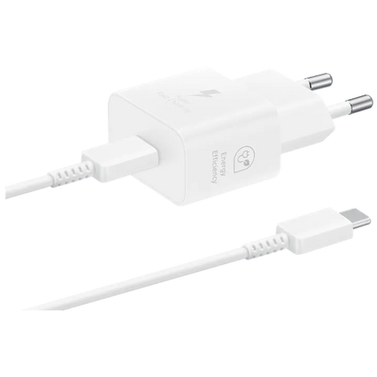 Samsung USB-C Chargeur Rapide 25W T2510 + USB-C Câble Blanc