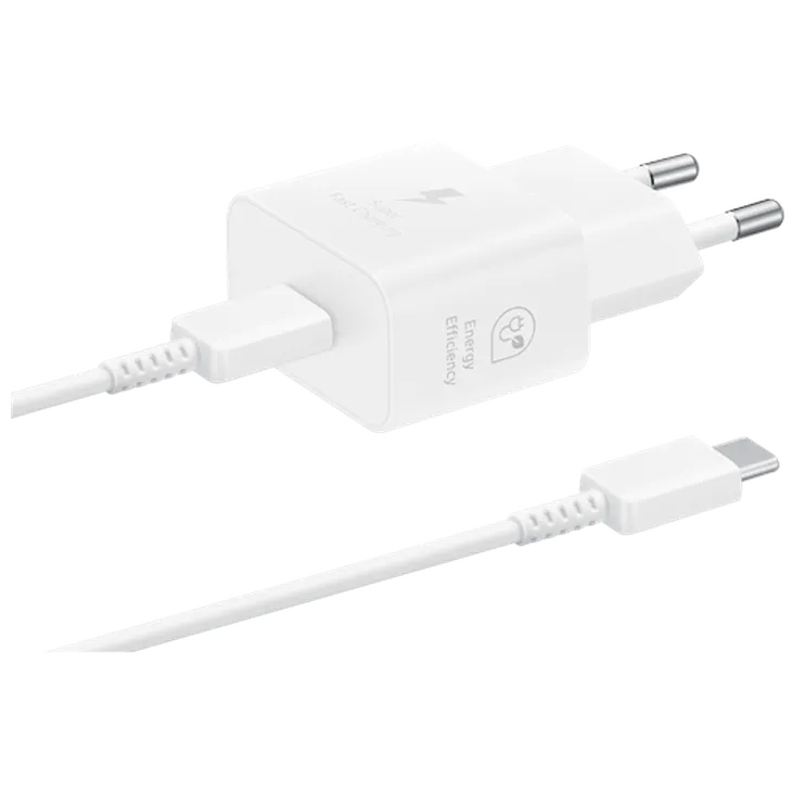 Samsung USB-C Chargeur Rapide 25W T2510 + USB-C Câble Blanc