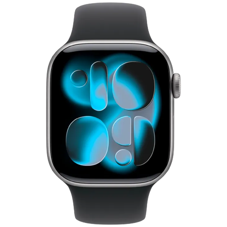 Apple Watch Series 12 42mm Gris (Bracelet En Silicone Bleu Foncé M/L)