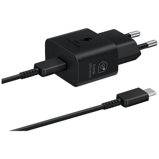 Samsung USB-C Chargeur Rapide 25W T2510 + USB-C Câble Noir