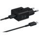 Samsung USB-C Chargeur Rapide 25W T2510 + USB-C Câble Noir