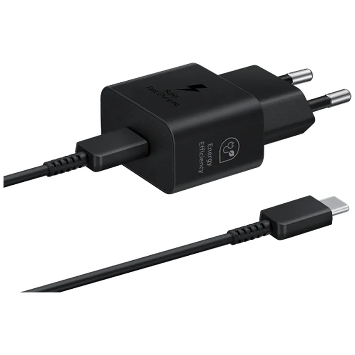 Samsung USB-C Chargeur Rapide 25W T2510 + USB-C Câble Noir