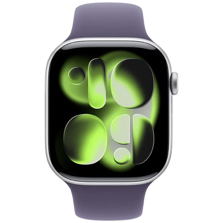Apple Watch Series 11 46mm Argent (Bracelet En Silicone Violet S/M)