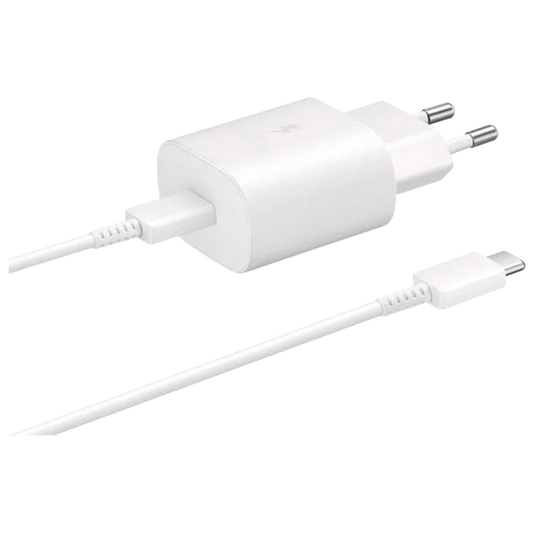 Samsung USB-C Chargeur Rapide 25W + USB-C Câble EP-TA800 Blanc