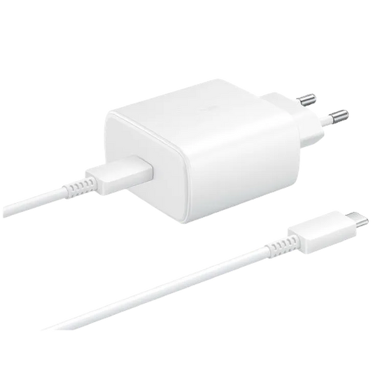 Samsung USB-C Chargeur Rapide 45W + USB-C Câble EP-TA845 Blanc