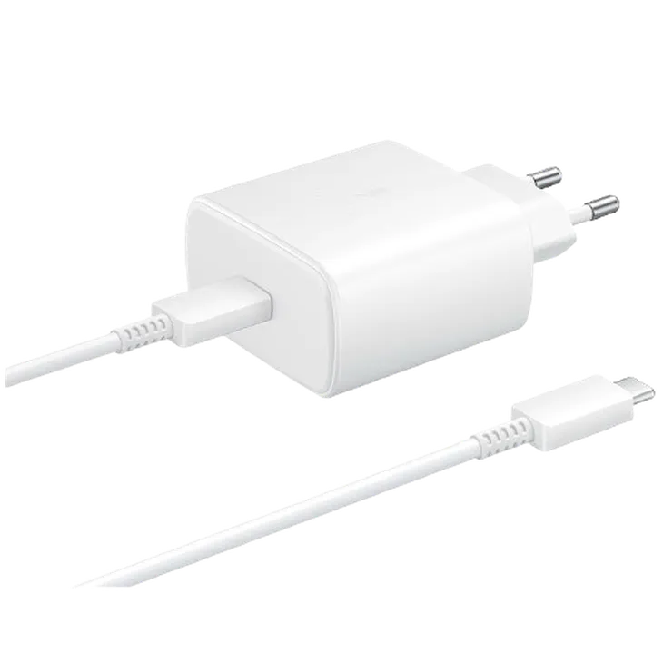 Samsung USB-C Chargeur Rapide 45W + USB-C Câble EP-TA845 Blanc