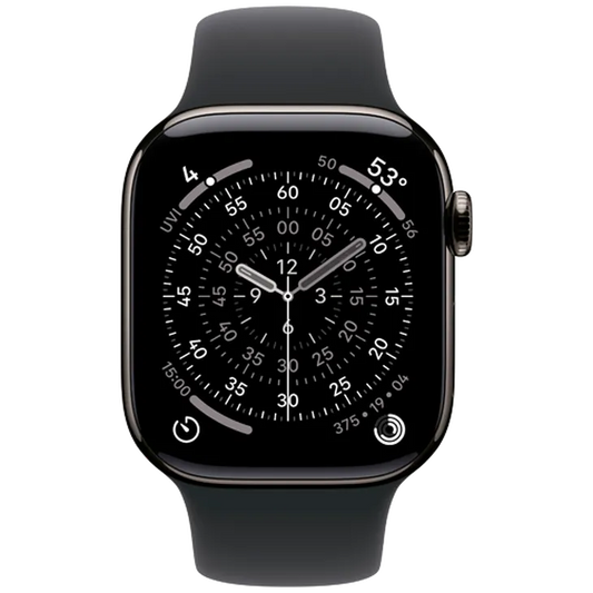 Apple Watch Series 11 42mm 5G Leisteen Titanium (Bracelet En Silicone Noir M/L)