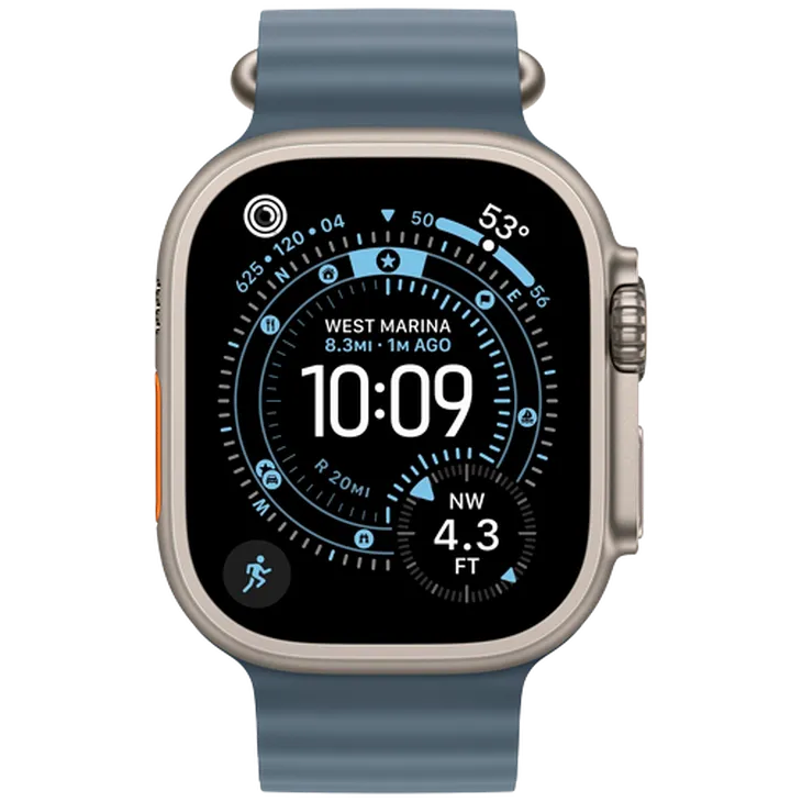 Apple Watch Ultra 3 49mm Titanium (Bracelet En Silicone Bleu)
