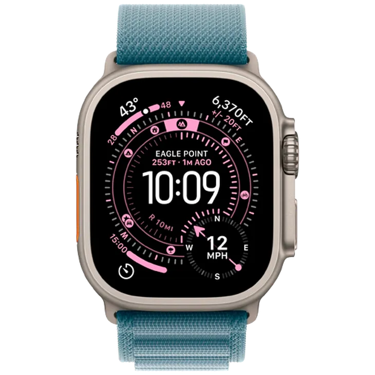 Apple Watch Ultra 3 49mm Titanium (Bracelet En Nylon Bleu S)