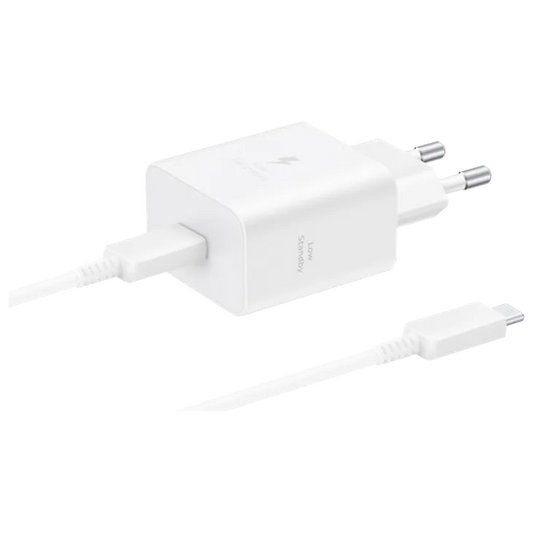 Samsung USB-C Chargeur Rapide 45W + USB-C Câble Blanc
