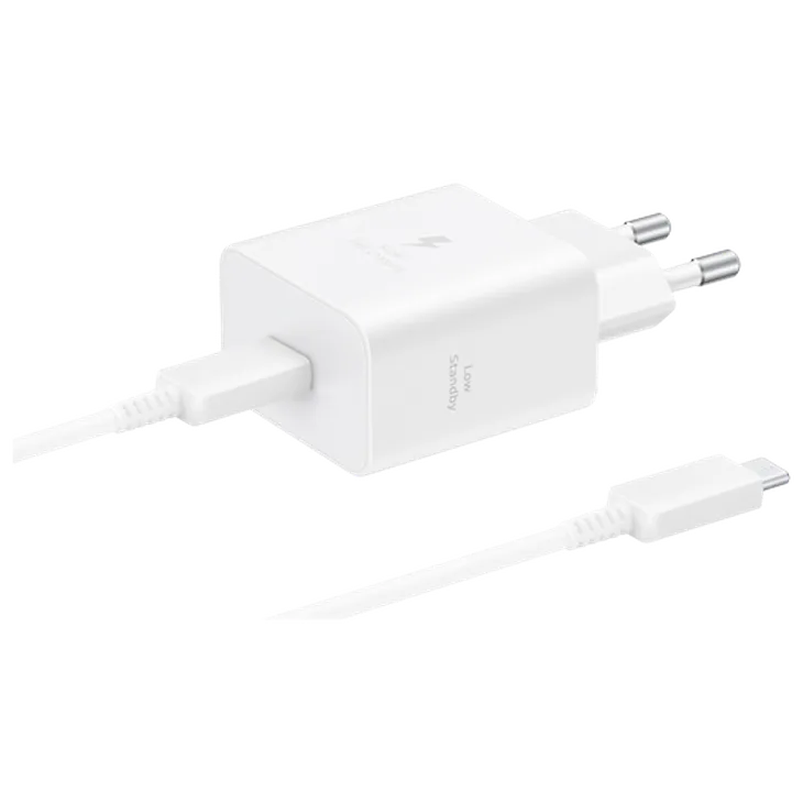 Samsung USB-C Chargeur Rapide 45W + USB-C Câble Blanc