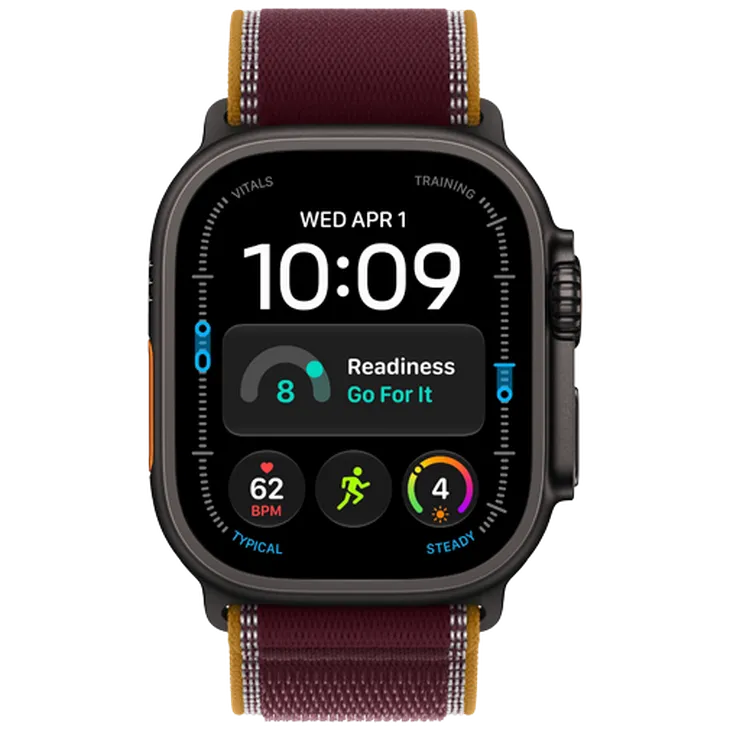Apple Watch Ultra 4 49mm Noir (Bracelet En Nylon Rouge M/L)