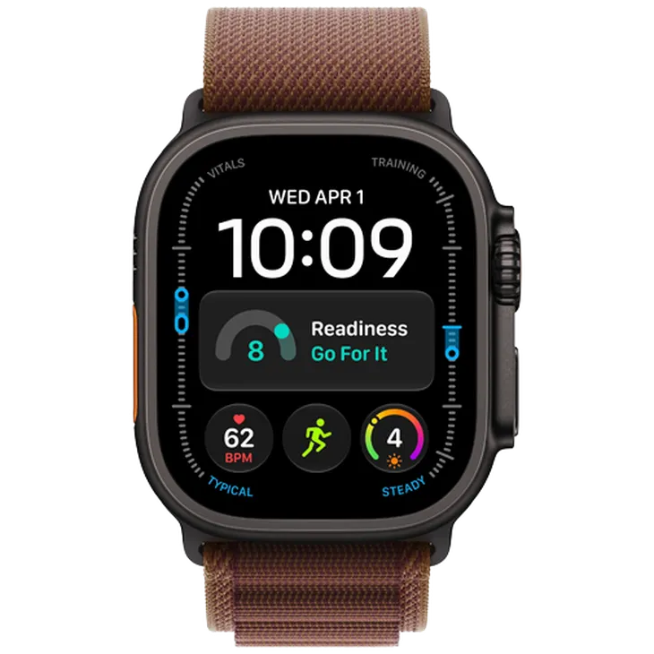 Apple Watch Ultra 4 49mm Noir (Rode Textiel Bracelet M)