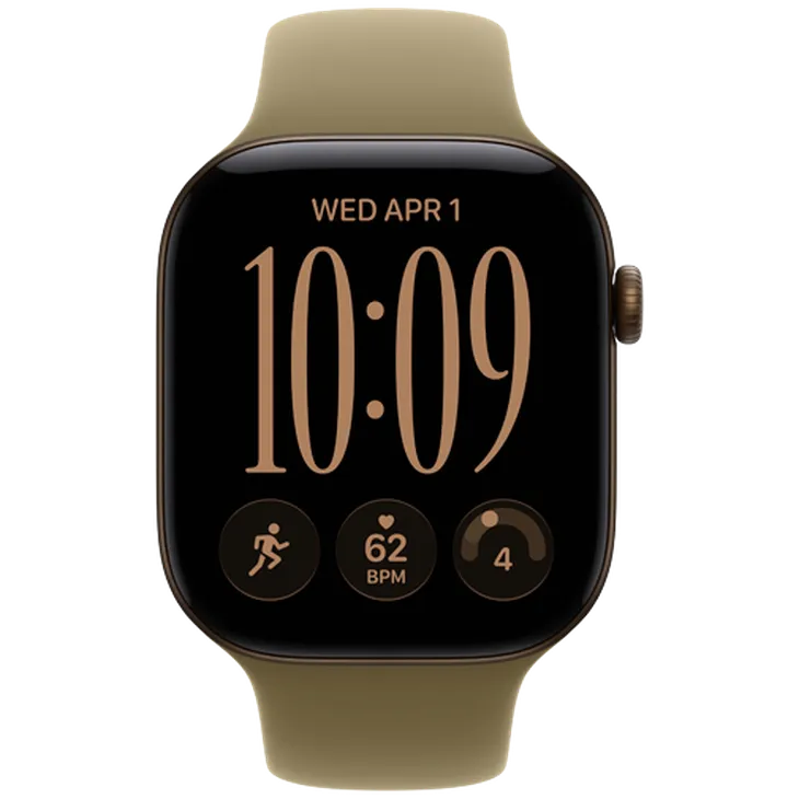 Apple Watch Series 12 46mm Bronze (Bracelet En Silicone Vert Foncé S/M)