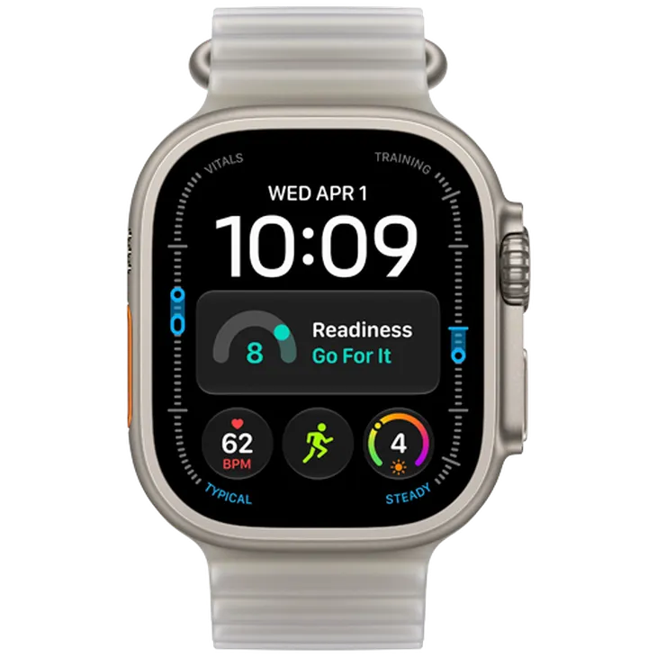 Apple Watch Ultra 4 49mm Naturel (Bracelet Silicone Gris)