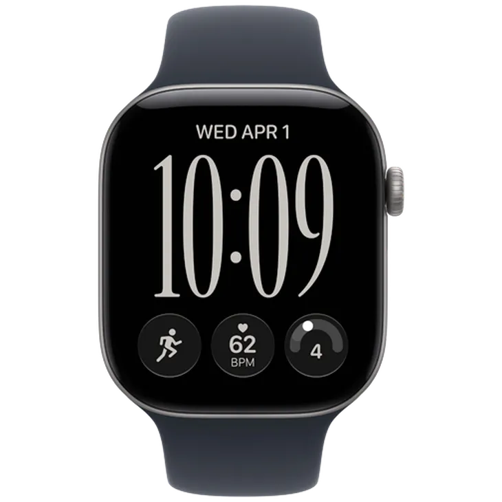 Apple Watch Series 12 46mm Gris (Bracelet En Silicone Bleu Foncé M/L)
