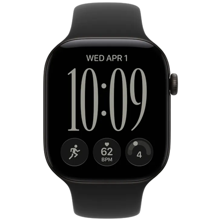 Apple Watch Series 12 42mm Noir (Bracelet En Silicone Noir M/L)
